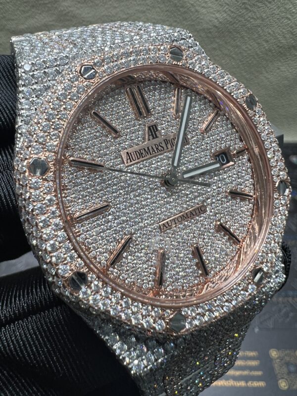 0052 Audemars Piguet Royal Oak 15400 41mm 2tone Rose Gold & White Small Stone Bezel Small Stone Band
