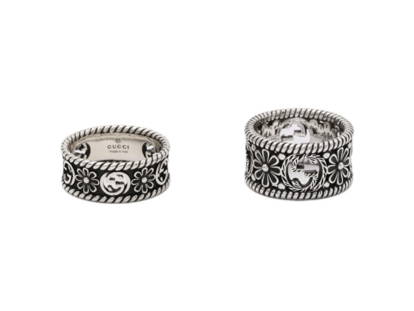 Gucci Double G Floral Wide Band Ring