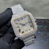 0035 Cartier Santos 40mm 2tone Yellow Gold & White Roman Dial Big Stone Bezel & Case Big Stone Quick Release Band