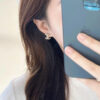Chanel Half-Diamond Double C Stud Earrings