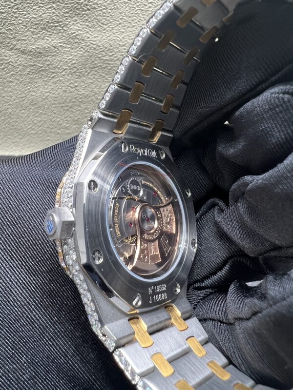 0028 Audemars Piguet Royal Oak 15400 41mm 2tone Yellow Gold & White Big Stone Bezel & Case & Raised Band
