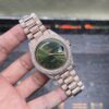 0065 Rolex Daydate 40mm Rose Gold Plain Olive Green Dial 2 Rows Stone Bezel President Band