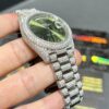 0078 Rolex Daydate 40mm White Plain Olive Green Dial 2 Rows Stone Bezel President Band