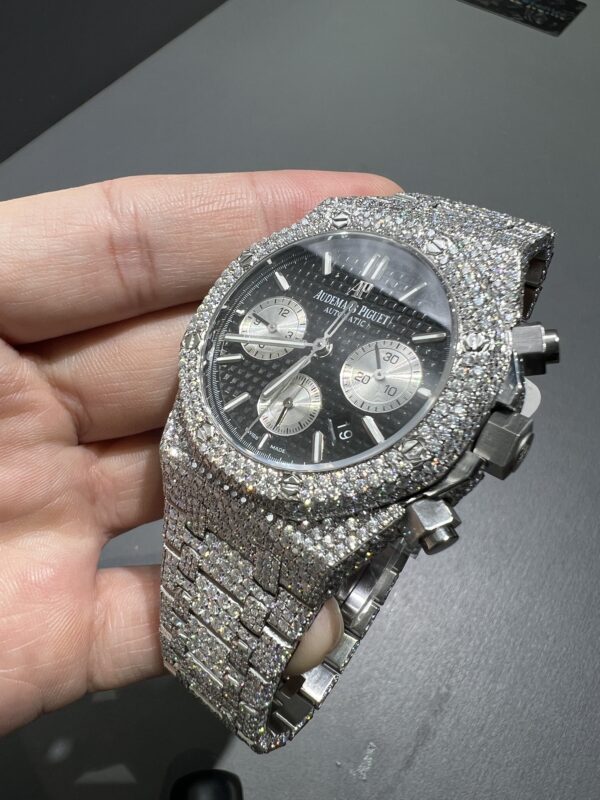0067 Audemars Piguet Royal Oak Chrono 26331 41mm Plain Black Dial Small Stone Bezel & Case