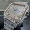 0035 Cartier Santos 40mm 2tone Yellow Gold & White Roman Dial Big Stone Bezel & Case Big Stone Quick Release Band