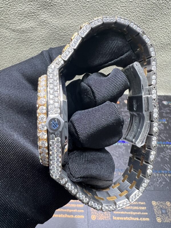 0028 Audemars Piguet Royal Oak 15400 41mm 2tone Yellow Gold & White Big Stone Bezel & Case & Raised Band