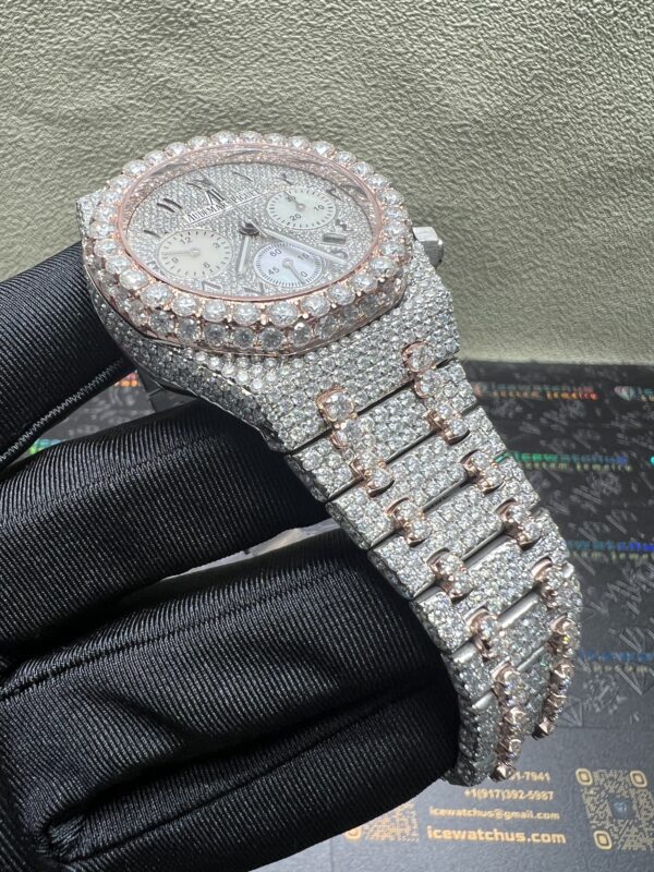 0022 Audemars Piguet Royal Oak Chrono 26331 41mm 2tone Rose Gold & White Arabic Dial Big Stone Raised Band