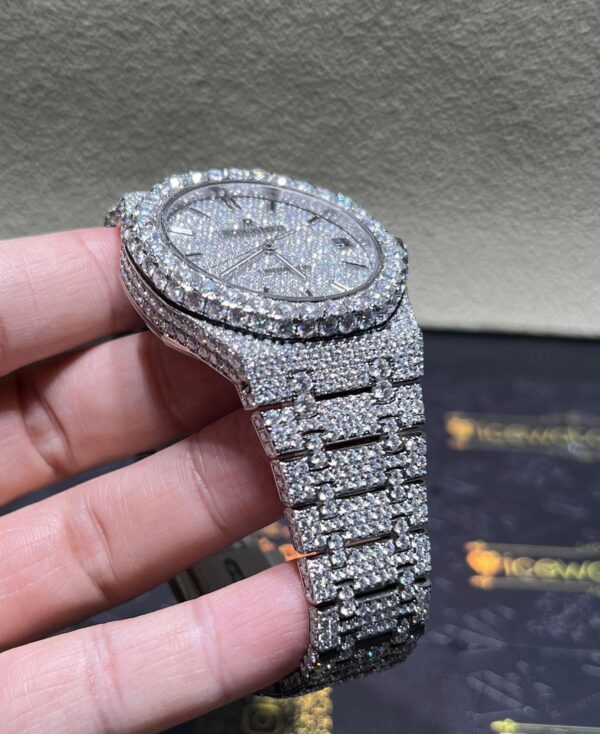 0013 Audemars Piguet 15500 White Big Stone Bezel & Case Big Stone Band