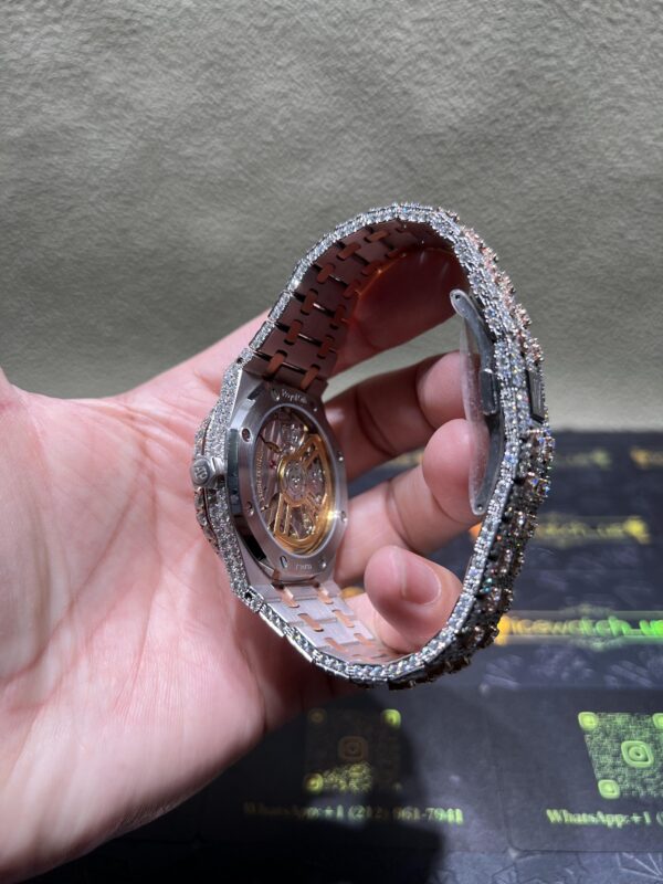 0005 Audemars Piguet Royal Oak 15500 41mm 2tone Rose Gold & White Big Stone Bezel & Case Big Stone Raised Band