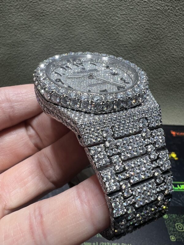 0004 Audemars Piguet Royal Oak 15400 41mm White Arabic Dial Big Stone Bezel And Case Big Stone Band