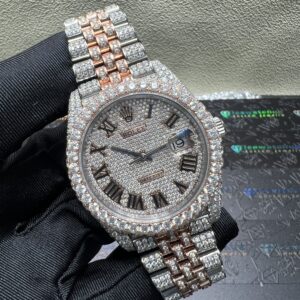 0049 Rolex Datejust 41mm 2tone Rose Gold & White Roman Dial 2 Rows Bezel Jubilee Band