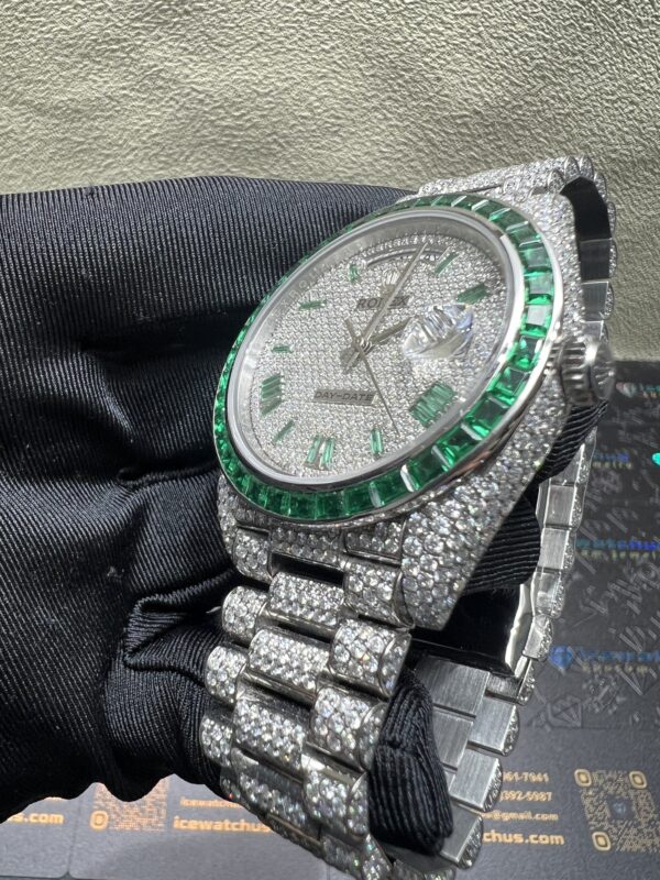 0038 Rolex DayDate 40MM Green Gems Bezel and Green Gems Roma Marker Dial President Band