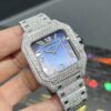 0096 Cartier Santos 40mm White Roman Blue Dial BVF Small Stone Bezel Small Stone Case 4 Rows Quick Release Band