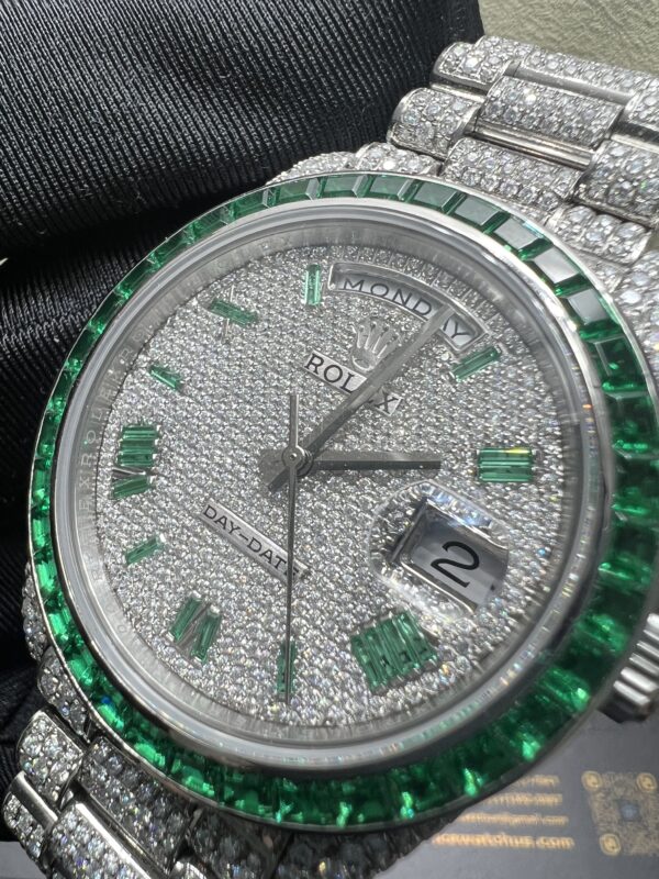 0038 Rolex DayDate 40MM Green Gems Bezel and Green Gems Roma Marker Dial President Band