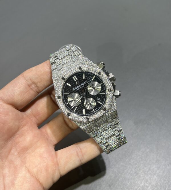 0067 Audemars Piguet Royal Oak Chrono 26331 41mm Plain Black Dial Small Stone Bezel & Case