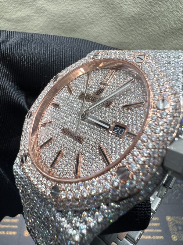 0052 Audemars Piguet Royal Oak 15400 41mm 2tone Rose Gold & White Small Stone Bezel Small Stone Band