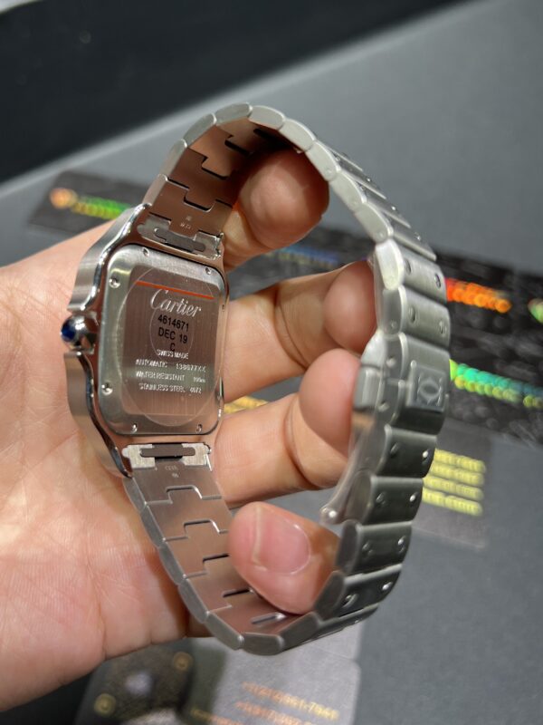 0098 Cartier Santos 40mm White Roman White Plain Dial BVF Small stones bezel Quick Release Band
