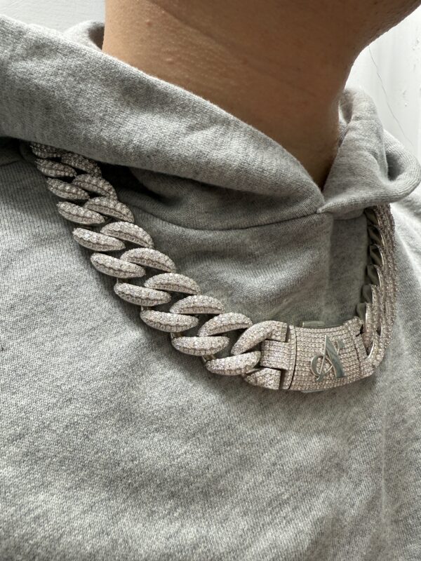 22mm 23in 925Silver Moissanite Cuban chain