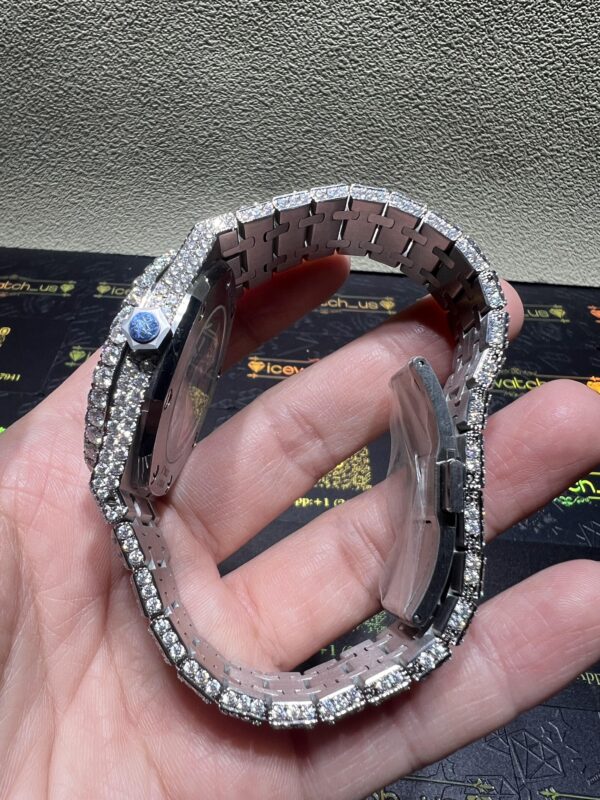 0004 Audemars Piguet Royal Oak 15400 41mm White Arabic Dial Big Stone Bezel And Case Big Stone Band