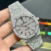 0080 Audemars Piguet Royal Oak 15400 41mm Small Stones Setting bezel & band, 2 rows stones case, white date