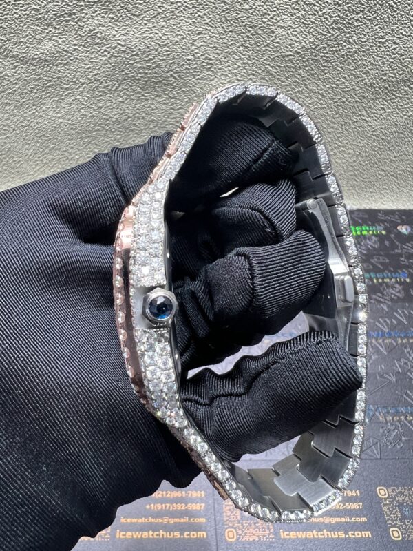 0054 Cartier Santos 40mm 2tone Rose Gold & White Roman Dial Big Stone Bezel & Case Big Stone Raised Quick Release Band