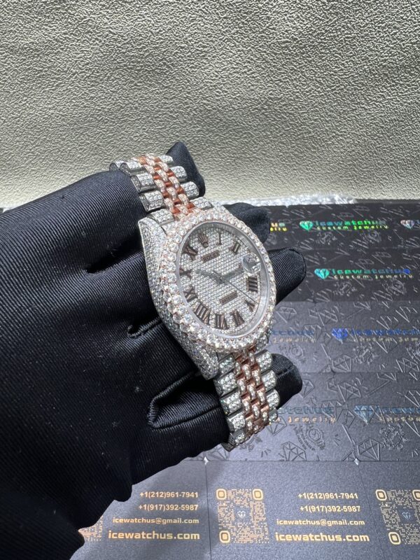 0049 Rolex Datejust 41mm 2tone Rose Gold & White Roman Dial 2 Rows Bezel Jubilee Band