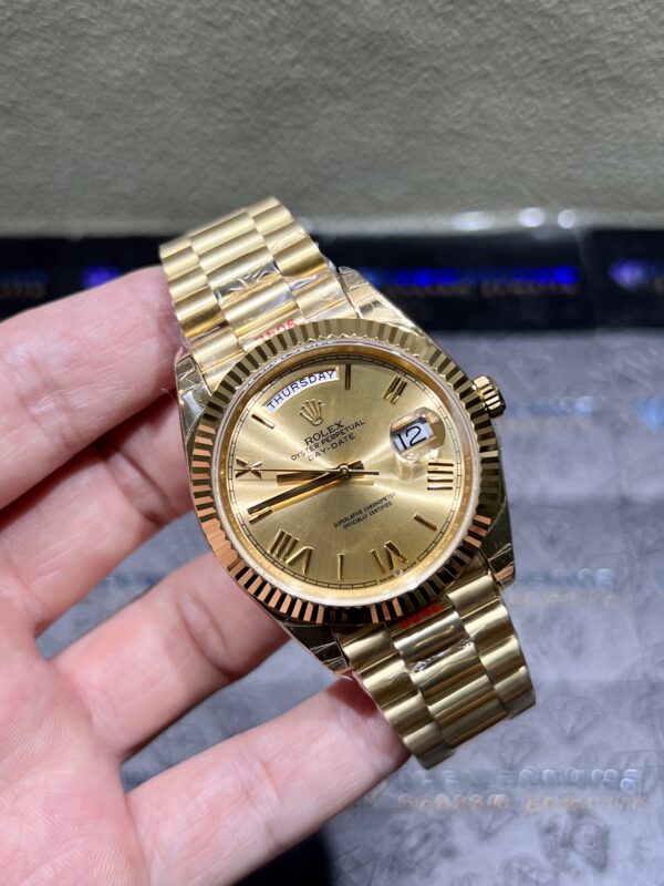 0083 Plain Rolex DayDate 40MM YG Dial Roma Marker President Band (Tungsten Heavy Version 170g)