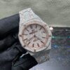 0024 Audemars Piguet Royal Oak 15500 39mm 2tone Rose Gold & White Small Stone Bezel Big Stone Band