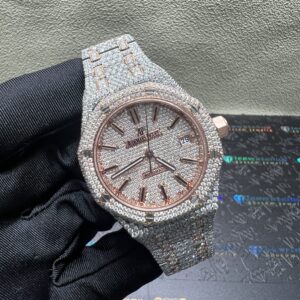 0024 Audemars Piguet Royal Oak 15500 39mm 2tone Rose Gold & White Small Stone Bezel Big Stone Band