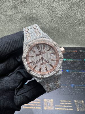 0024 Audemars Piguet Royal Oak 15500 39mm 2tone Rose Gold & White Small Stone Bezel Big Stone Band