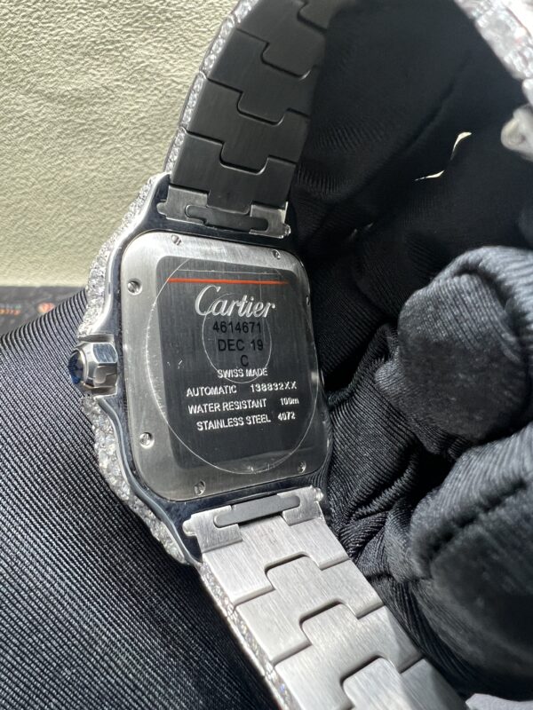 0033 Cartier Santos 40mm White Roman Dial Big Stone Bezel & Case Big Stone Raised Band