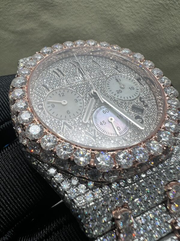 0022 Audemars Piguet Royal Oak Chrono 26331 41mm 2tone Rose Gold & White Arabic Dial Big Stone Raised Band