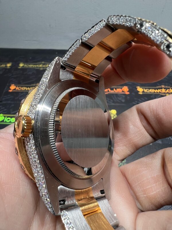 0001 Rolex SkyDweller 42mm 2Tone Yellow Gold & White Big Stone Bezel Baguette Band