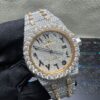 0027Audemars Piguet Royal Oak 15400 41mm 2tone Yellow Gold & White Arabic Dial Big Stone Bezel & Case & Raised Band