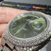 0078 Rolex Daydate 40mm White Plain Olive Green Dial 2 Rows Stone Bezel President Band