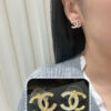 Chanel Half-Diamond Double C Stud Earrings