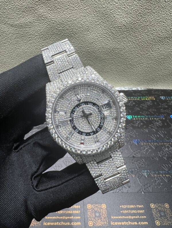 0041 Rolex SkyDweller 42mm White 2 Rows Stone Bezel