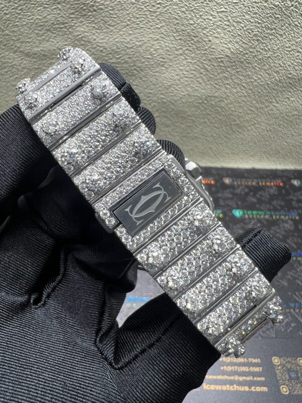 0034 Cartier Santos 40mm White Roman Dial Big Stone Bezel & Case Big Stone Raised Quick Release Band