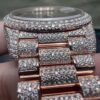 0065 Rolex Daydate 40mm Rose Gold Plain Olive Green Dial 2 Rows Stone Bezel President Band