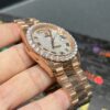 0095 Rolex Daydate 40mm Rose Gold Roman Dial One Row Big Stone Bezel President Band
