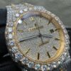 0028 Audemars Piguet Royal Oak 15400 41mm 2tone Yellow Gold & White Big Stone Bezel & Case & Raised Band