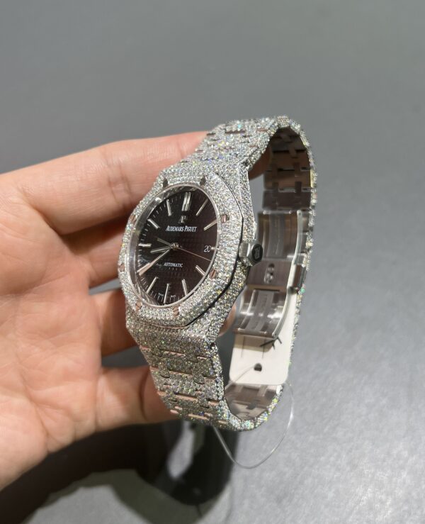 0068 Audemars Piguet Royal Oak 15400 41mm White Plain Black Dial All Small Stones Setting