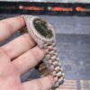 0065 Rolex Daydate 40mm Rose Gold Plain Olive Green Dial 2 Rows Stone Bezel President Band