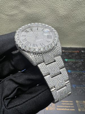 0016 Rolex Datejust 41mm White Roman Dial 1 Row Big Stone Bezel Oyster Band