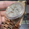 0039 Rolex Daydate 40mm Rose Gold Baguette Dial One Row Stone Bezel President Band