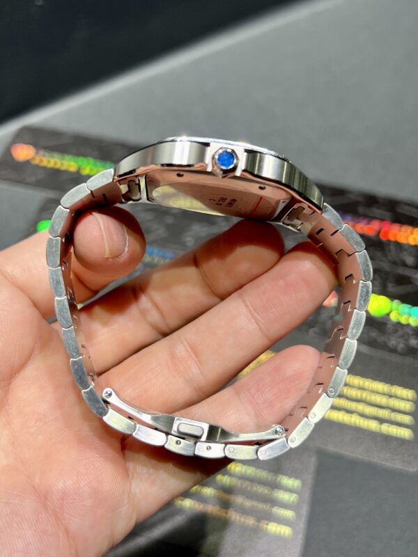 0098 Cartier Santos 40mm White Roman White Plain Dial BVF Small stones bezel Quick Release Band