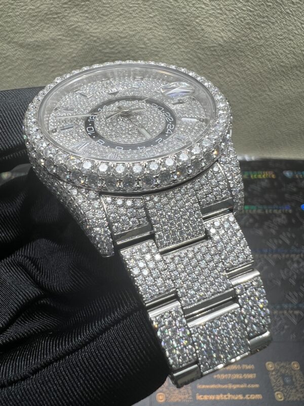 0041 Rolex SkyDweller 42mm White 2 Rows Stone Bezel