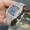 0096 Cartier Santos 40mm White Roman Blue Dial BVF Small Stone Bezel Small Stone Case 4 Rows Quick Release Band