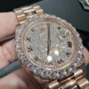 0095 Rolex Daydate 40mm Rose Gold Roman Dial One Row Big Stone Bezel President Band