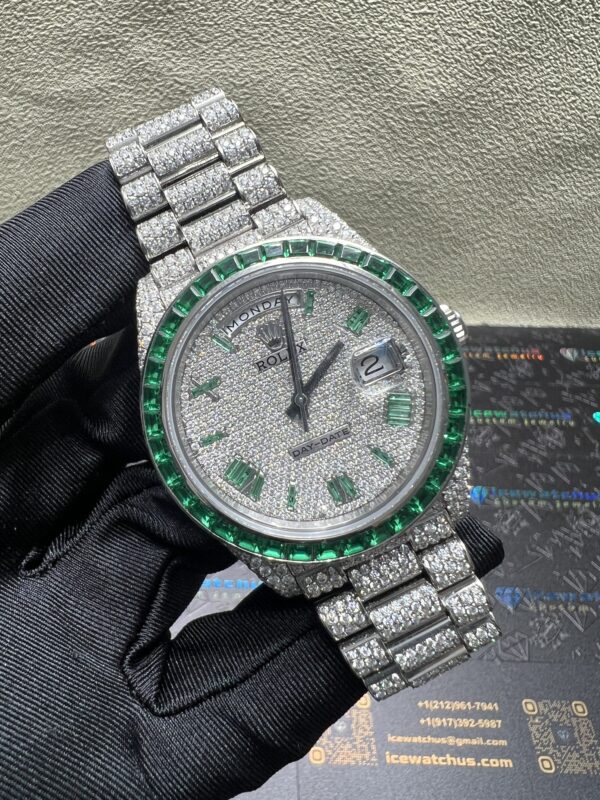 0038 Rolex DayDate 40MM Green Gems Bezel and Green Gems Roma Marker Dial President Band